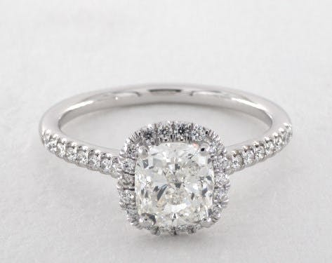 cushion cut diamonds - white gold halo engagement ring