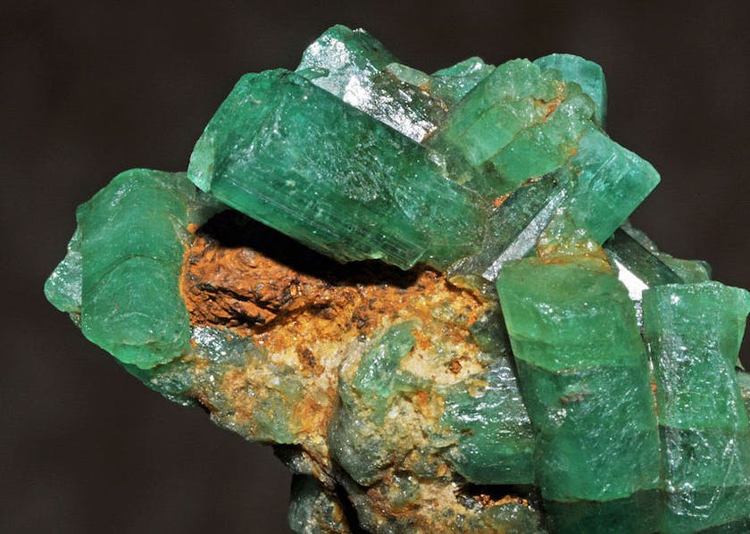 emeralds on matrix - normal light