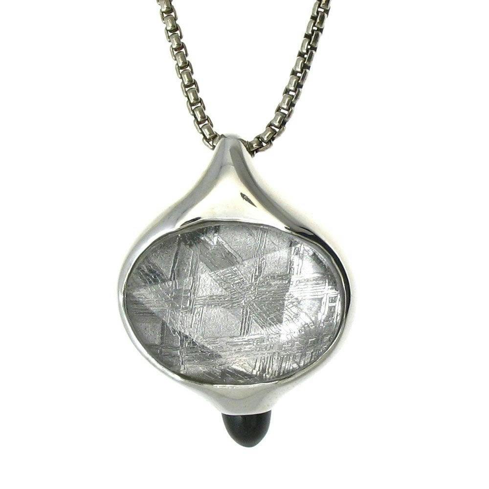 meteorite and onyx pendant