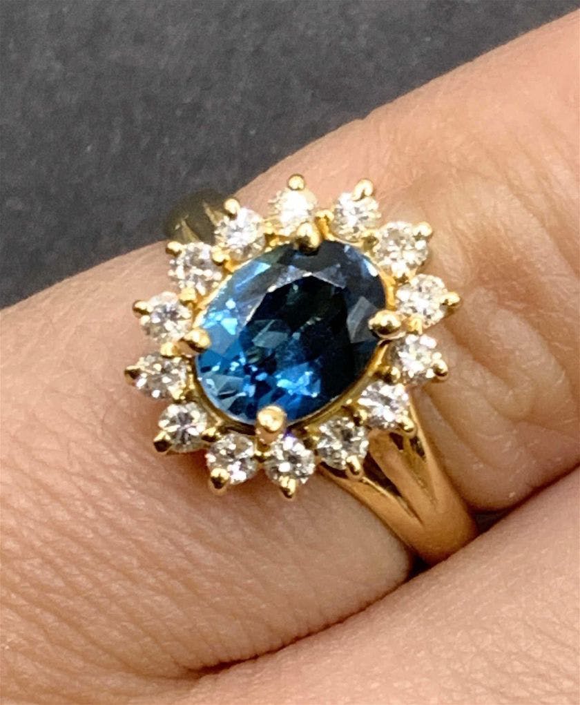 blue spinel engagement ring