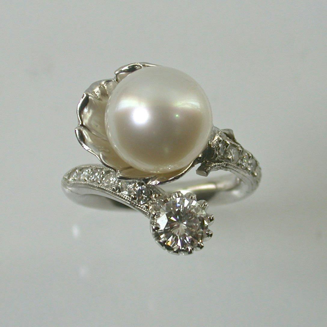 pearl and diamond ring - south sea pearls