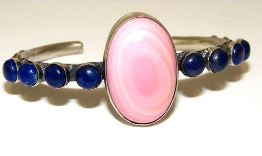 conch shell and lapis Navajo bracelet