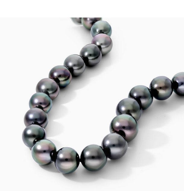 14K White Gold Graduated Tahitian Cultured Pearl Ball Clasp 18 Necklace James Allen