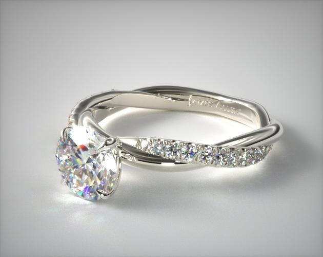 14K White Gold Pave Rope Engagement Ring James Allen