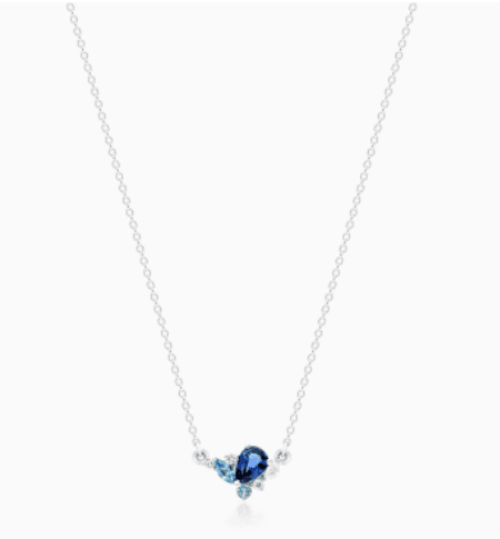 14K White Gold Sapphire, Blue Zircon and Diamond Cluster Necklace James Allen