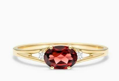 14K Yellow Gold Oval Garnet and Diamond Accent Birthstone Ring James Allen
