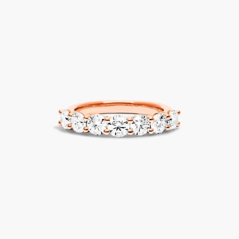 14K Rose Gold Seven Stone Low Dome Basket Lab Created Diamond Ring (0.50 CTW - F-G / VS2-SI1)