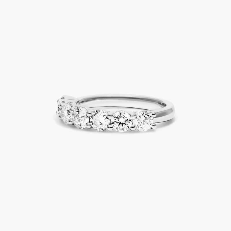 14K White Gold Seven Stone Low Dome Basket Lab Created Diamond Ring (0.50 CTW - F-G / VS2-SI1)