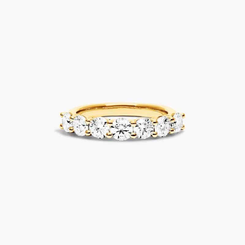 14K Yellow Gold Seven Stone Low Dome Basket Lab Created Diamond Ring (0.50 CTW - F-G / VS2-SI1)