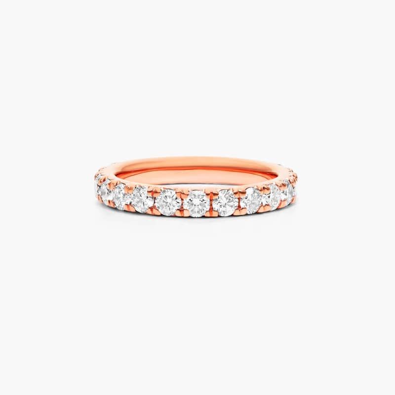 14K Rose Gold French pavé Lab-Created Diamond Eternity Ring (0.75 CTW F-G / VS2-SI1)