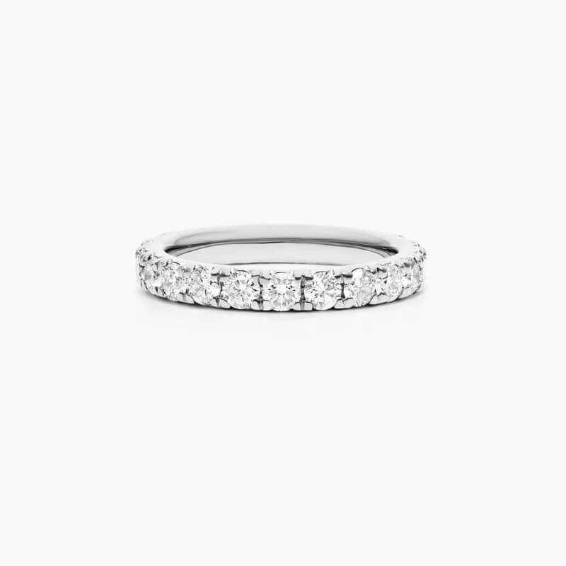 14K White Gold French Pavé Lab Created Diamond Eternity Ring (0.75 CTW F-G / VS2-SI1)