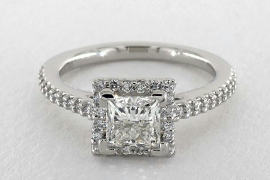 princess square halo - engagement ring setting