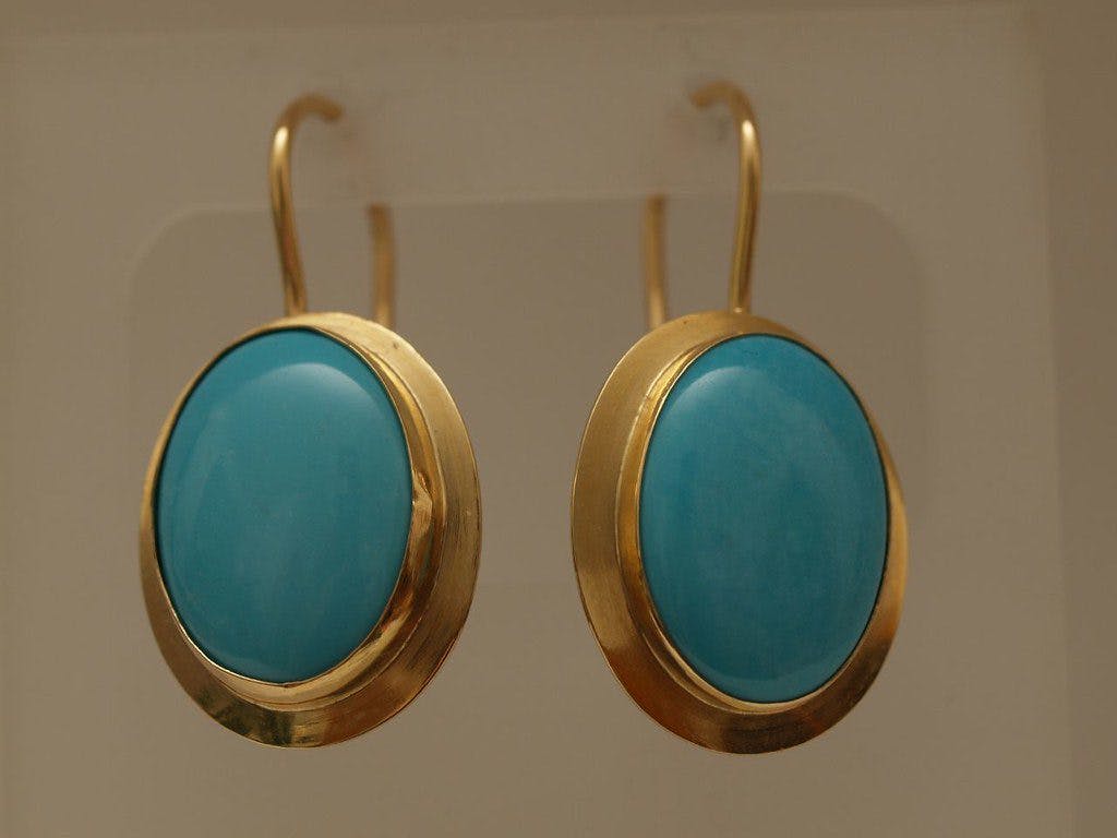turquoise earrings with bezel settings
