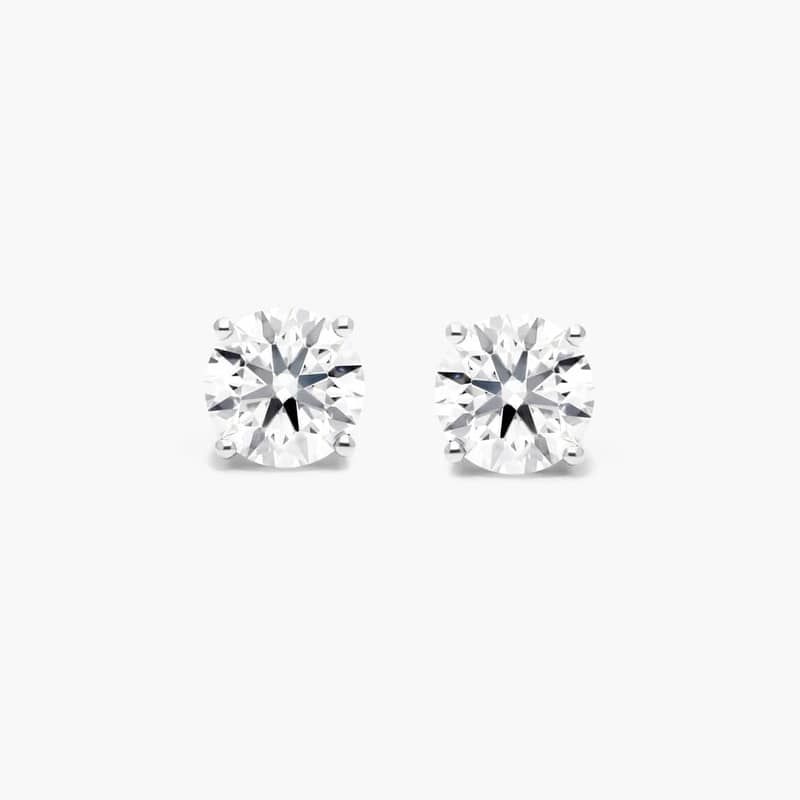 14K White Gold Four Prong Round Brilliant Lab Created Diamond Stud Earrings (0.25 CTW - F-G / VS2-SI1)