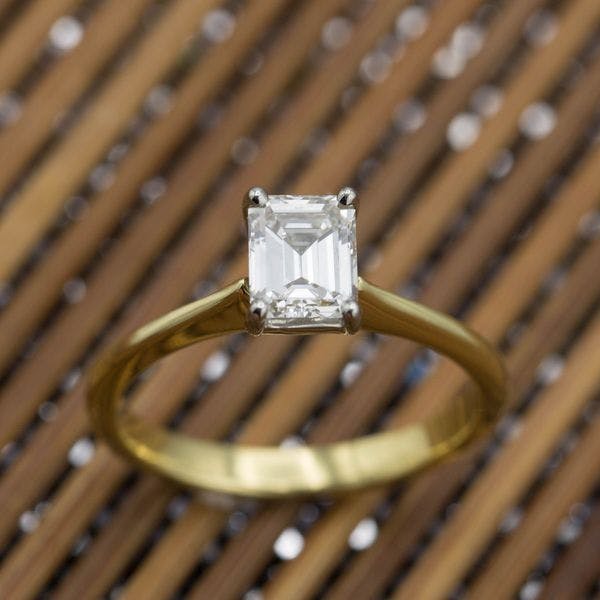 emerald-cut diamond engagement ring