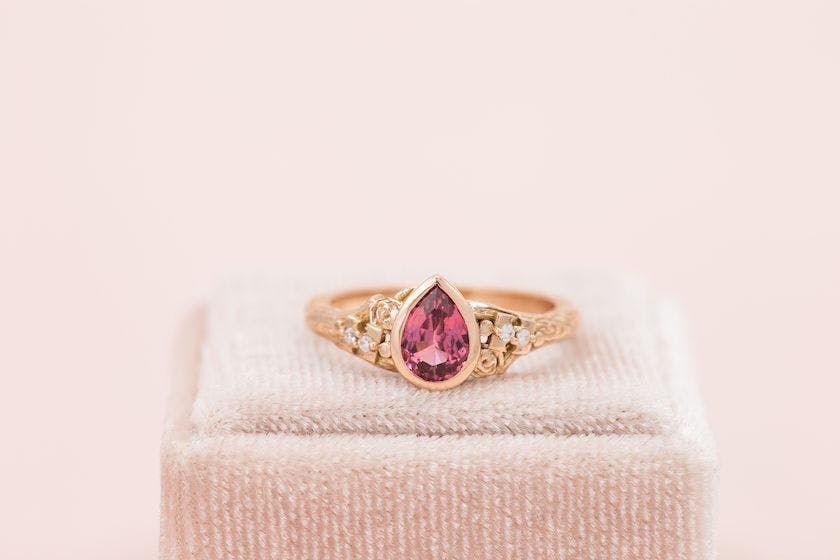 spinel engagement ring - oval-cut pink spinel