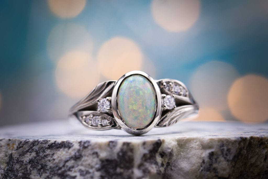 bezel-set opal - opal engagement ring stone