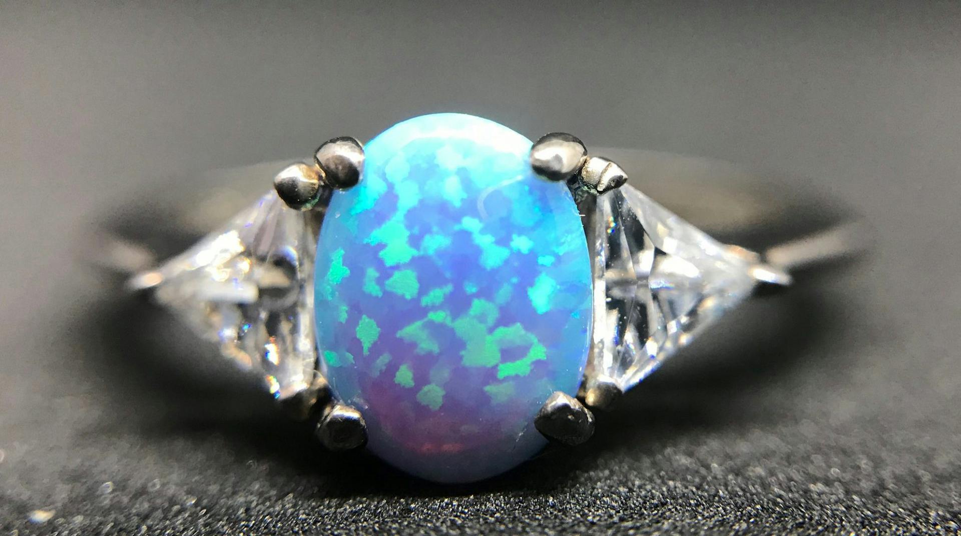 opal ring - synthetic opal
