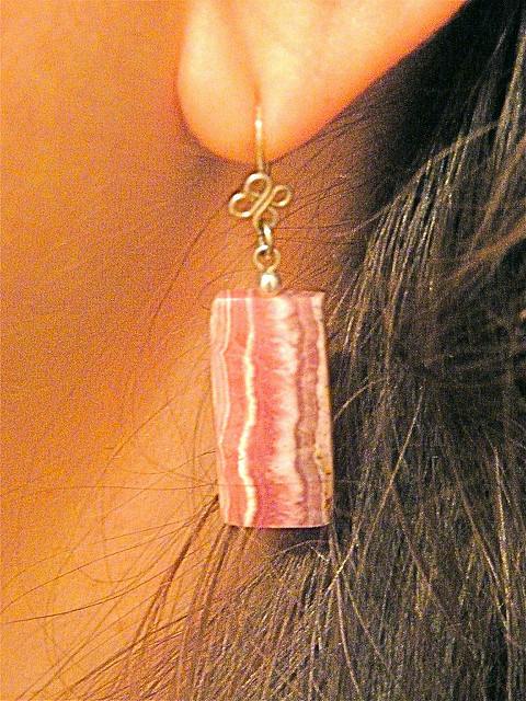 rhodochrosite earrings - pink gemstones