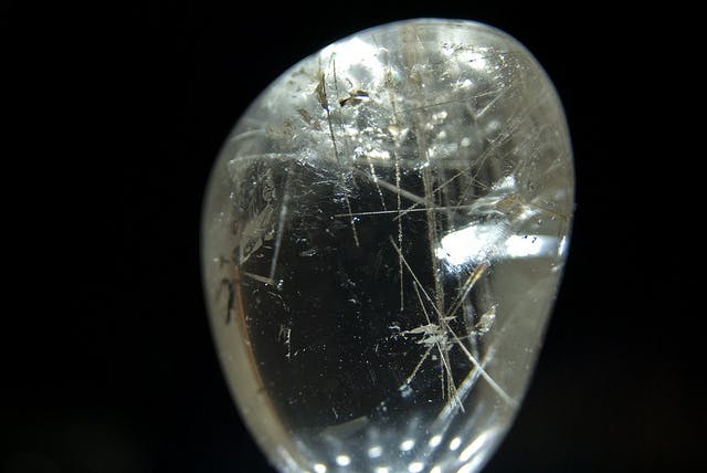rutile needle inclusions in quartz