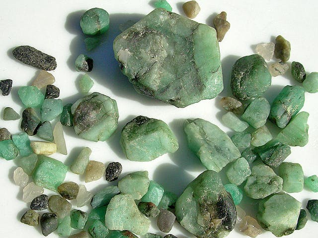 water-worn Colombian emeralds