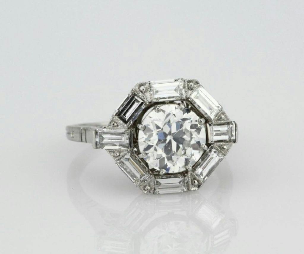 OEC diamond with bulge, platinum ring