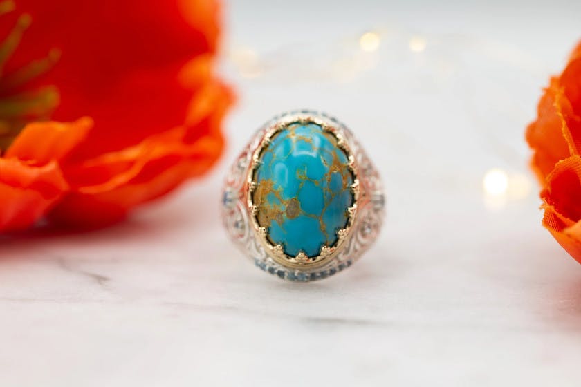 appraising turquoise - silver and gold turquoise ring