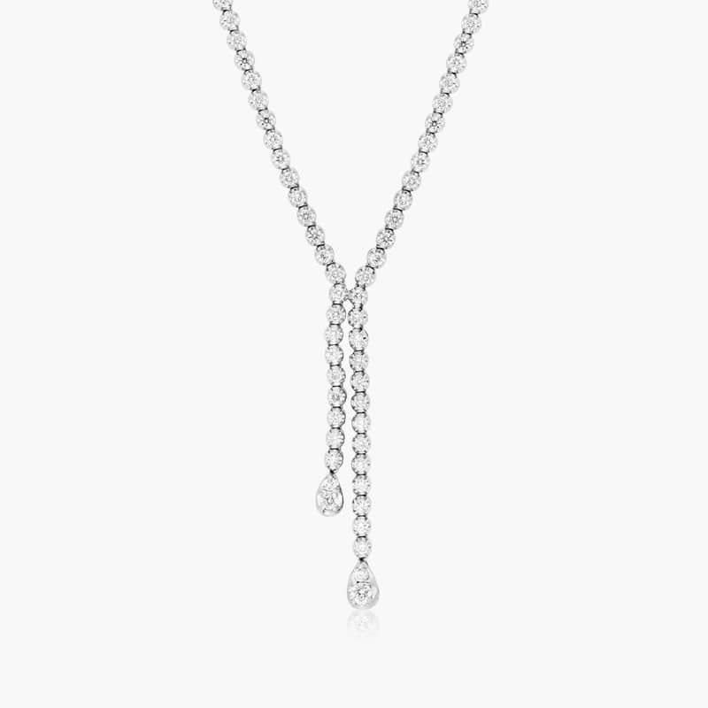 14K White Gold Lariat Diamond Necklace