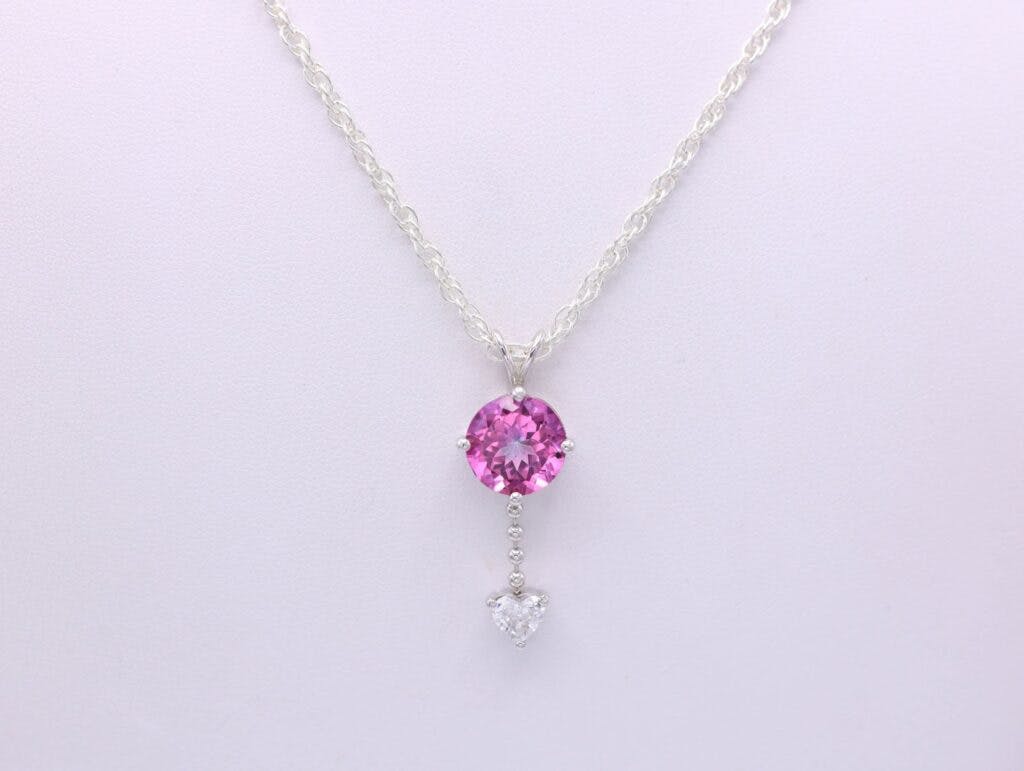 820301 pink topaz necklace cutommade