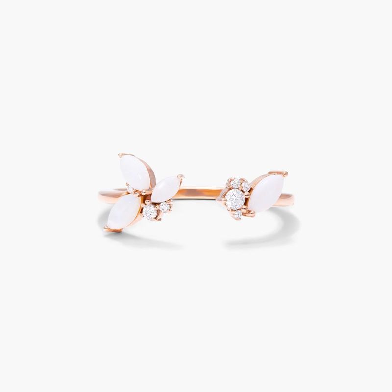 14K Rose Gold Open Opal and Diamond Ring