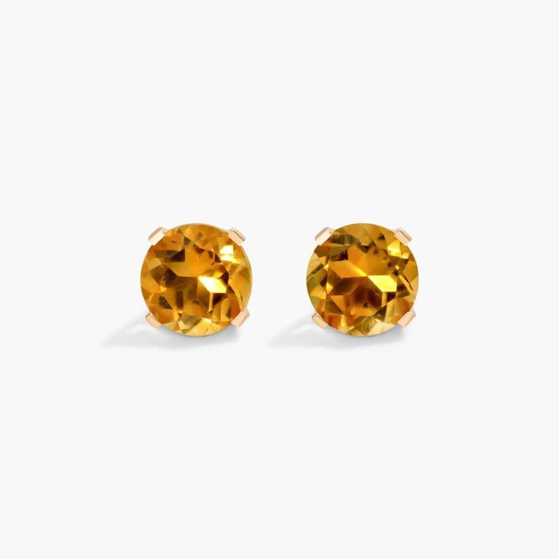 14K Yellow Gold Citrine Birthstone Earrings