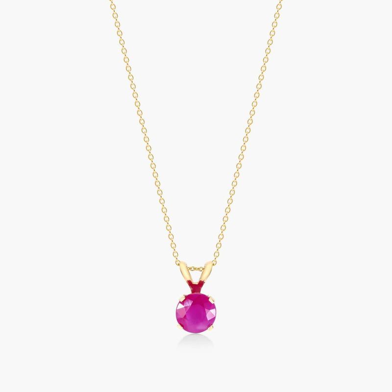 14K Yellow Gold Ruby Birthstone Necklace