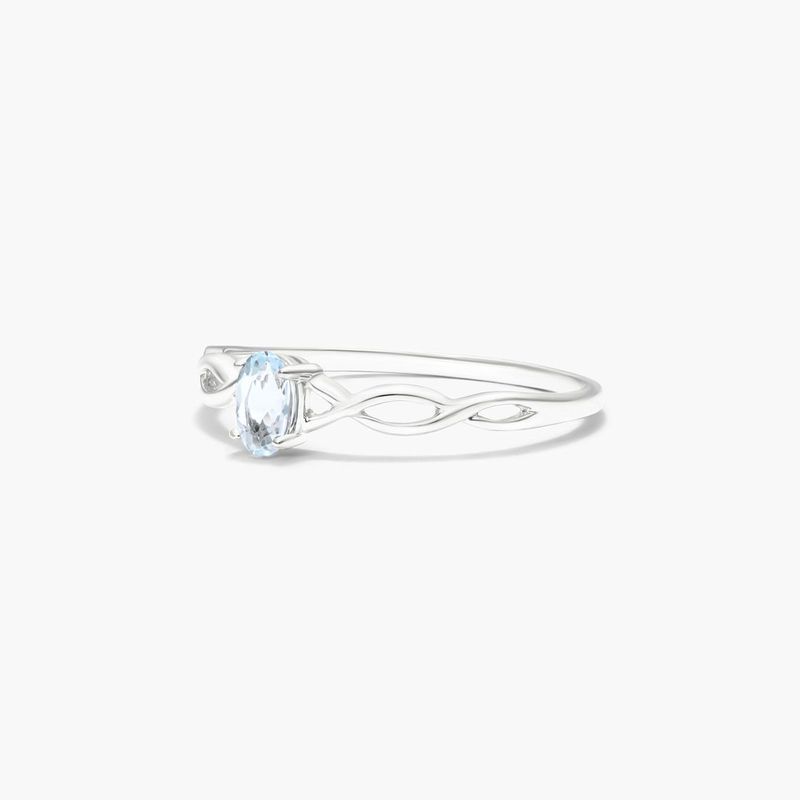 14K White Gold Infinity Aquamarine Birthstone Ring