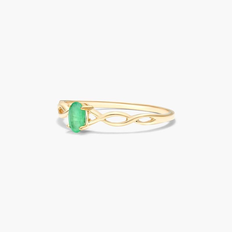 14K Yellow Gold Infinity Emerald Birthstone Ring