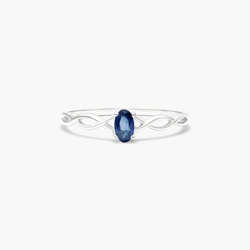 14K White Gold Infinity Sapphire Birthstone Ring