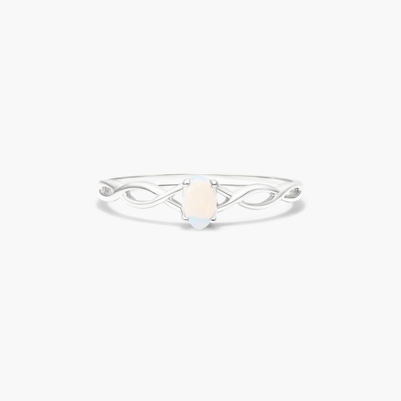 14K White Gold Infinity Opal Birthstone Ring