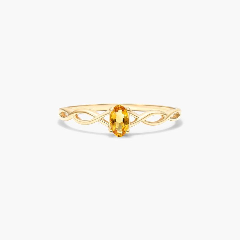 14K Yellow Gold Infinity Citrine Birthstone Ring