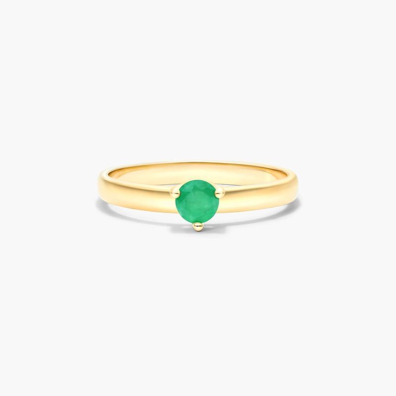 14K Yellow Gold 2.3mm Emerald Solitaire Birthstone Ring