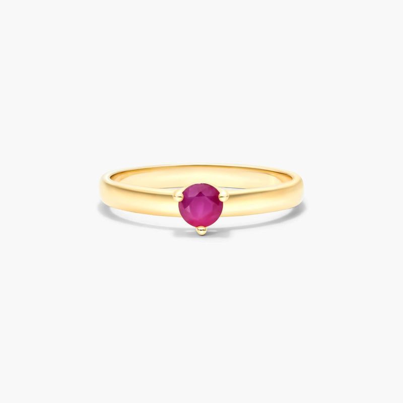 14K Yellow Gold 2.3mm Ruby Solitaire Birthstone Ring