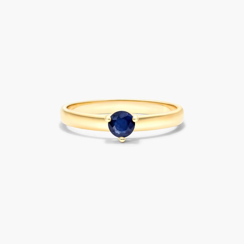 14K Yellow Gold 2.3mm Sapphire Solitaire Birthstone Ring