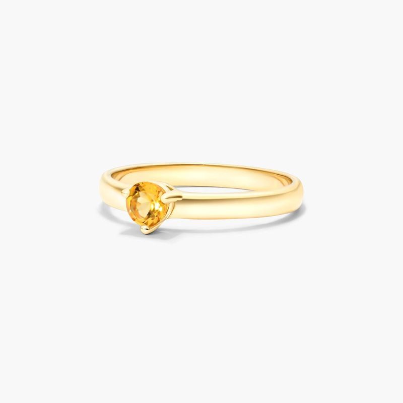 14K Yellow Gold 2.3mm Citrine Solitaire Birthstone Ring