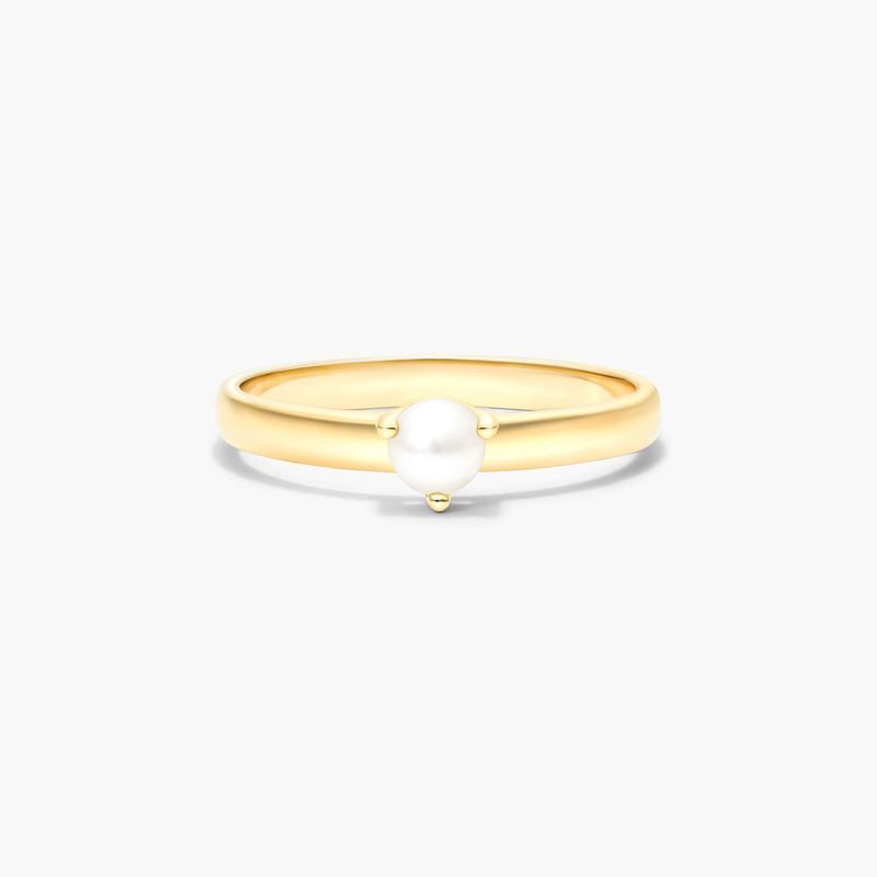 14K Yellow Gold 2.3mm Cultured Freshwater Pearl Solitaire Birthstone Ring