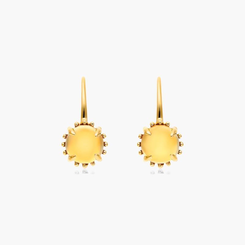 14K Yellow Gold Citrine Beaded Hook Earrings