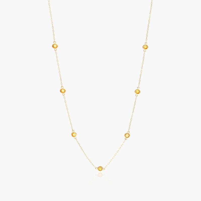 14K Yellow Gold Citrine Station Necklace