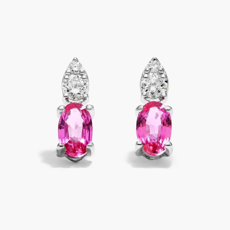 14K White Gold Ruby and Diamond Earring
