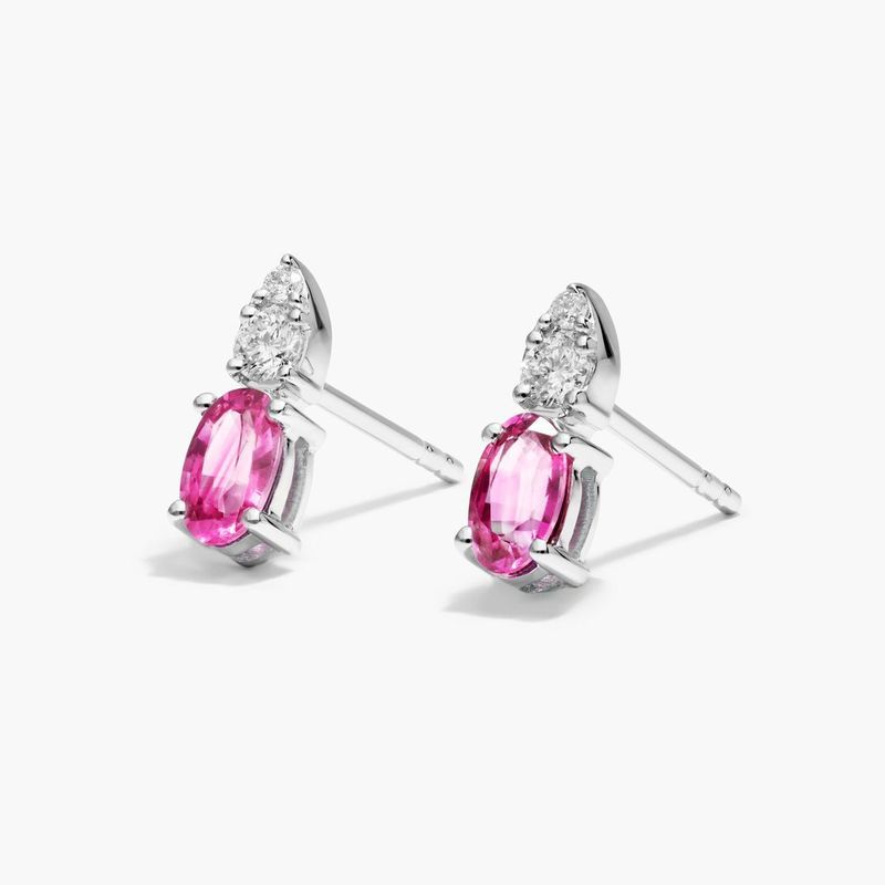 14K White Gold Ruby and Diamond Earring
