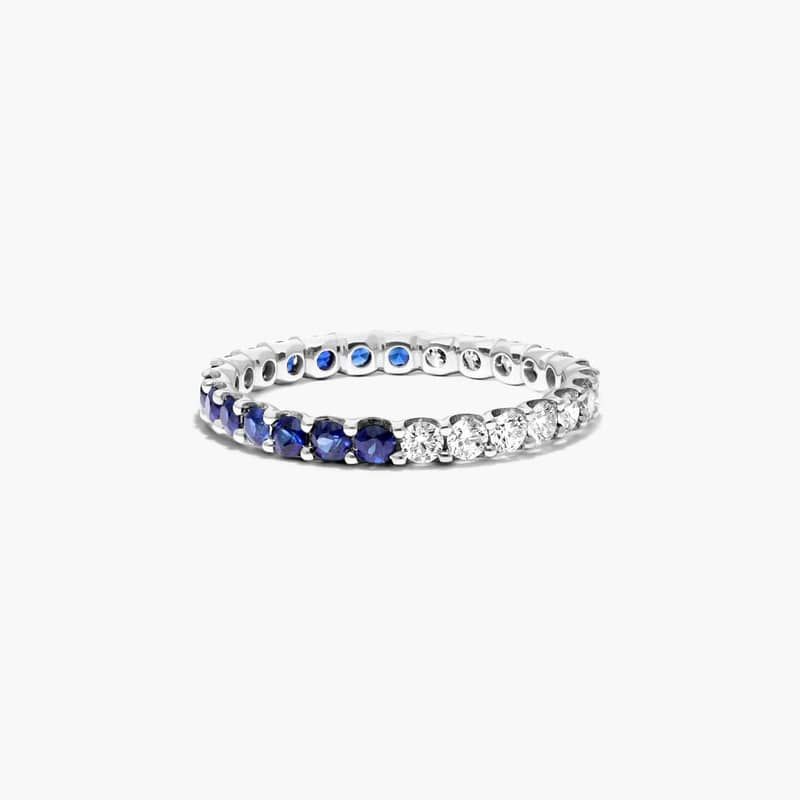 14K White Gold Half and Half Sapphire and Diamond Eternity Ring