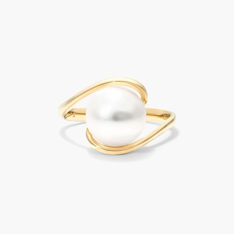 14K Yellow Gold Freshwater Cultured Pearl Swirl Ring (9.0-10.0mm)