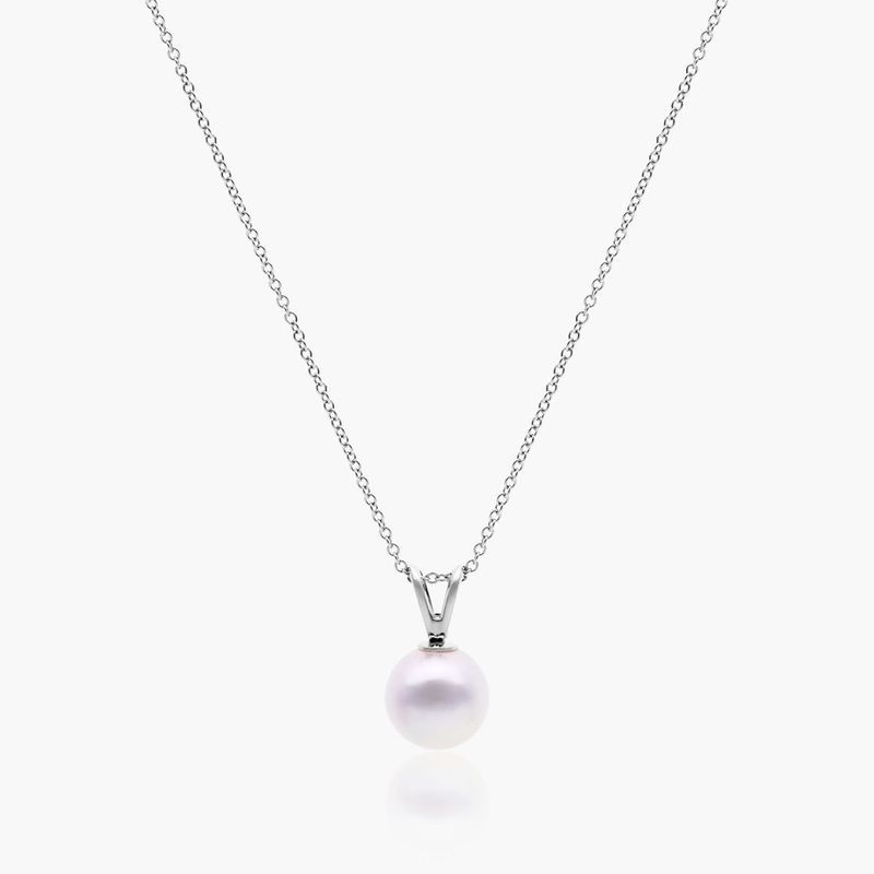 14K White Gold Freshwater Cultured Pearl Necklace (8.5-9.0mm)
