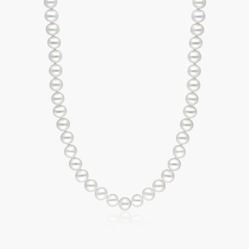 14K White Gold Freshwater Cultured Pearl Fish Clasp 18" Necklace (6.0-7.0mm)